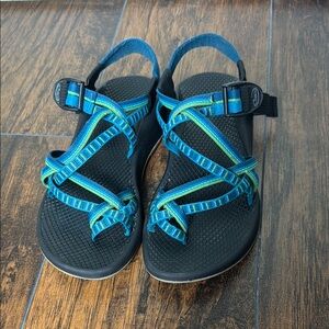 Chaco Black and Blue Strappy Sandals